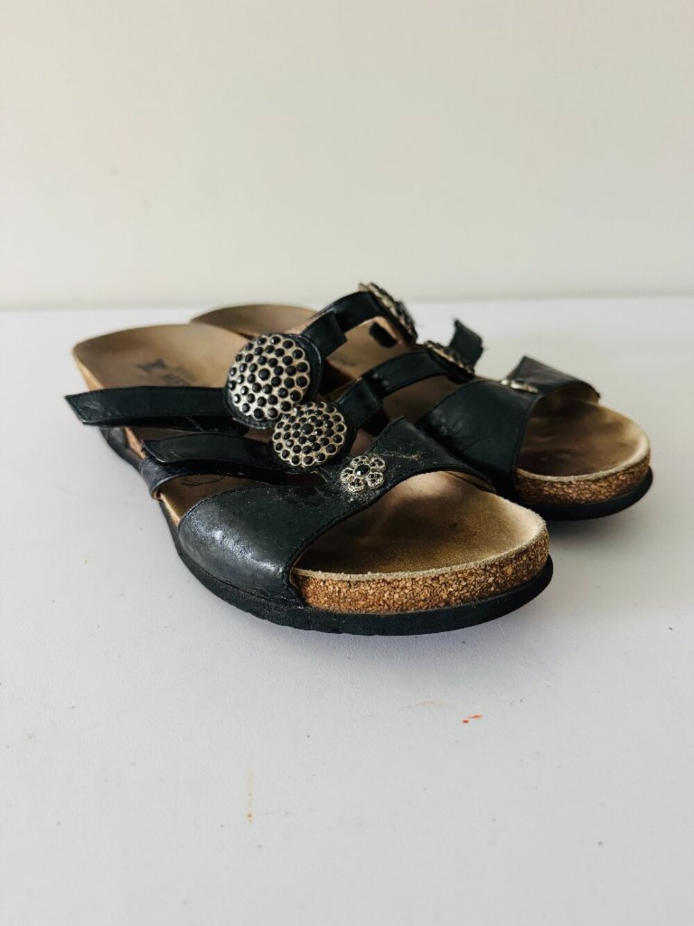 Mephisto Balea Black Volcano 8900 Sandals Adjustable Straps Womens 8 EU38 Black